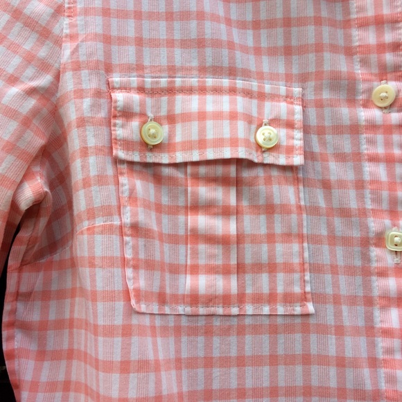 Banana Republic Gingham coral orange button down 100% cotton shirt XS - Picture 10 of 14